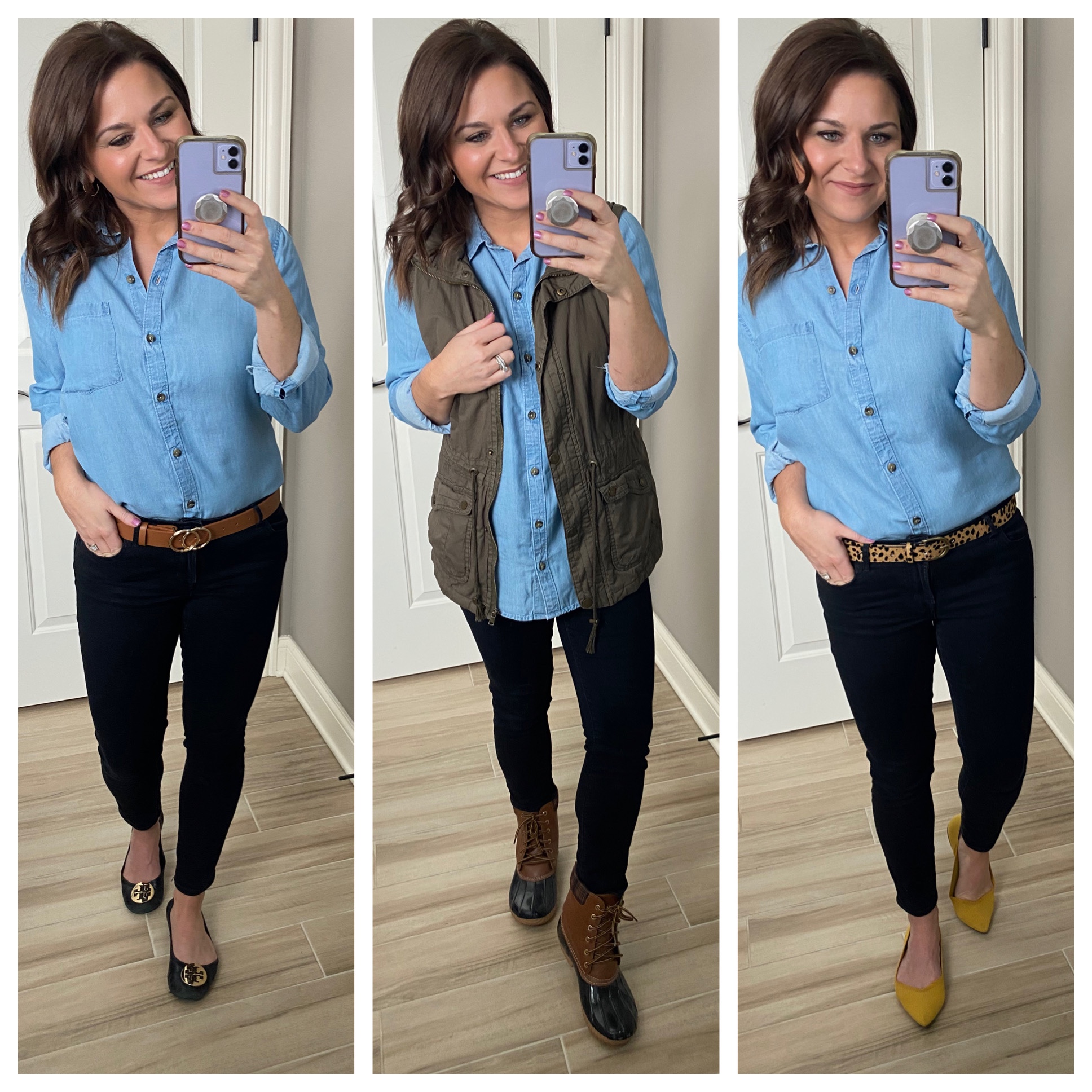 How to Wear a Chambray Shirt - Teaching in Heels