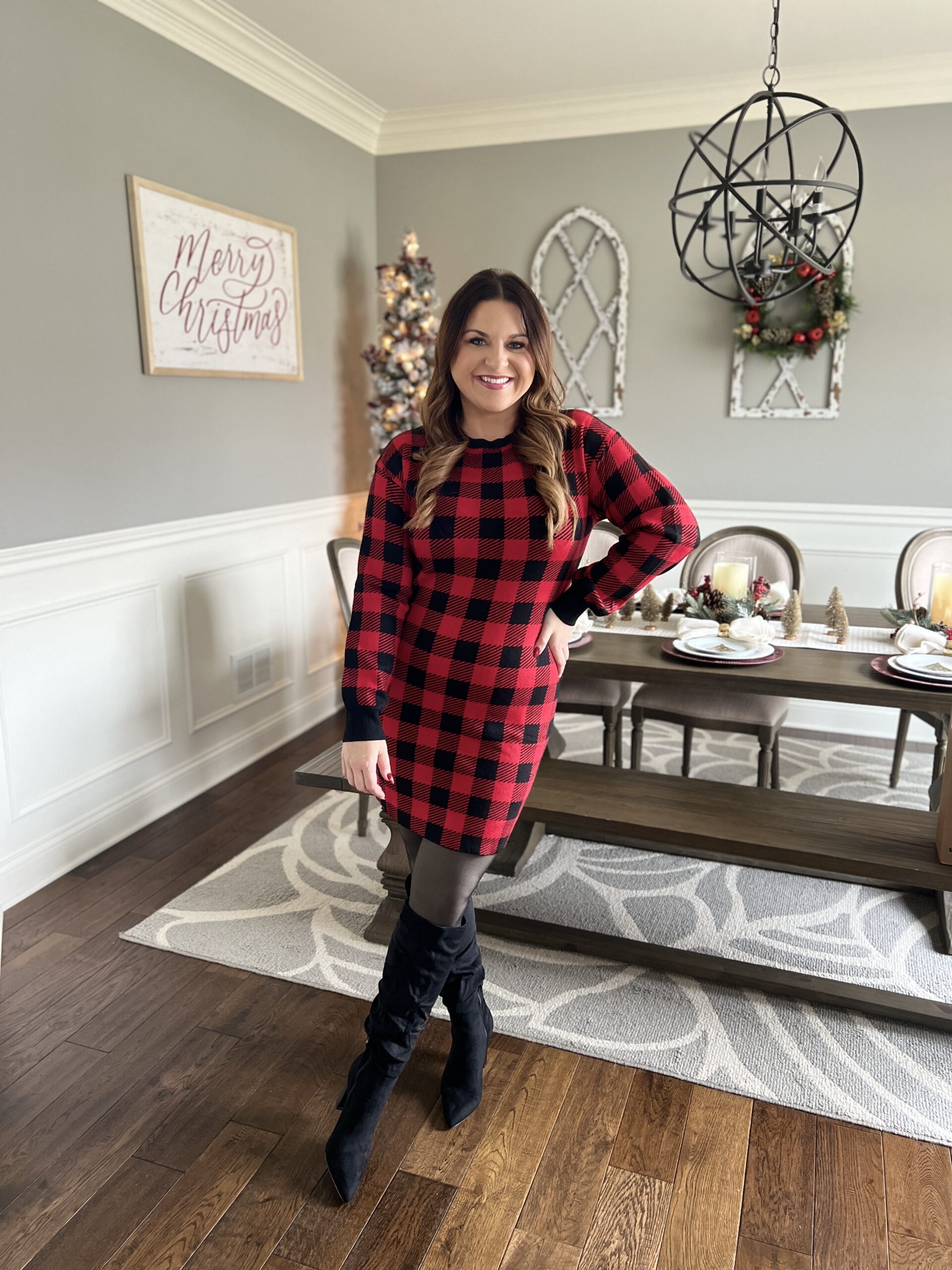 Amazon Christmas and Holiday Outfit 
#amazon #holiday #outfit #style #looks #boots #sweater #sweatshirt #dress #tights #booties 
