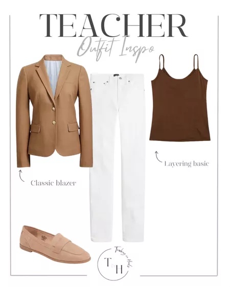 Stylish Comfort: Teacher Outfits With Flats 

brown blazer, white jeans, flats, workwear, work outfit, work shoes, teacher, outfit inspo, outfit guide, style tip, shoe tip, casual flats, work flats, fashion tips, style guide