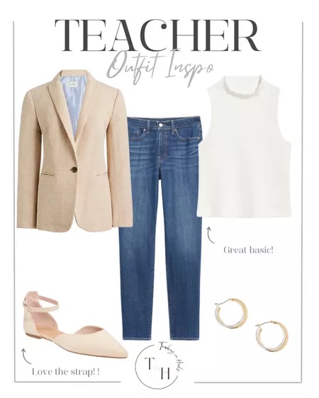 Stylish Comfort: Teacher Outfits With Flats 

cream blazer, tank top, denim jeans, flats, workwear, work outfit, work shoes, teacher, outfit inspo, outfit guide, style tip, shoe tip, casual flats, work flats, fashion tips, style guide