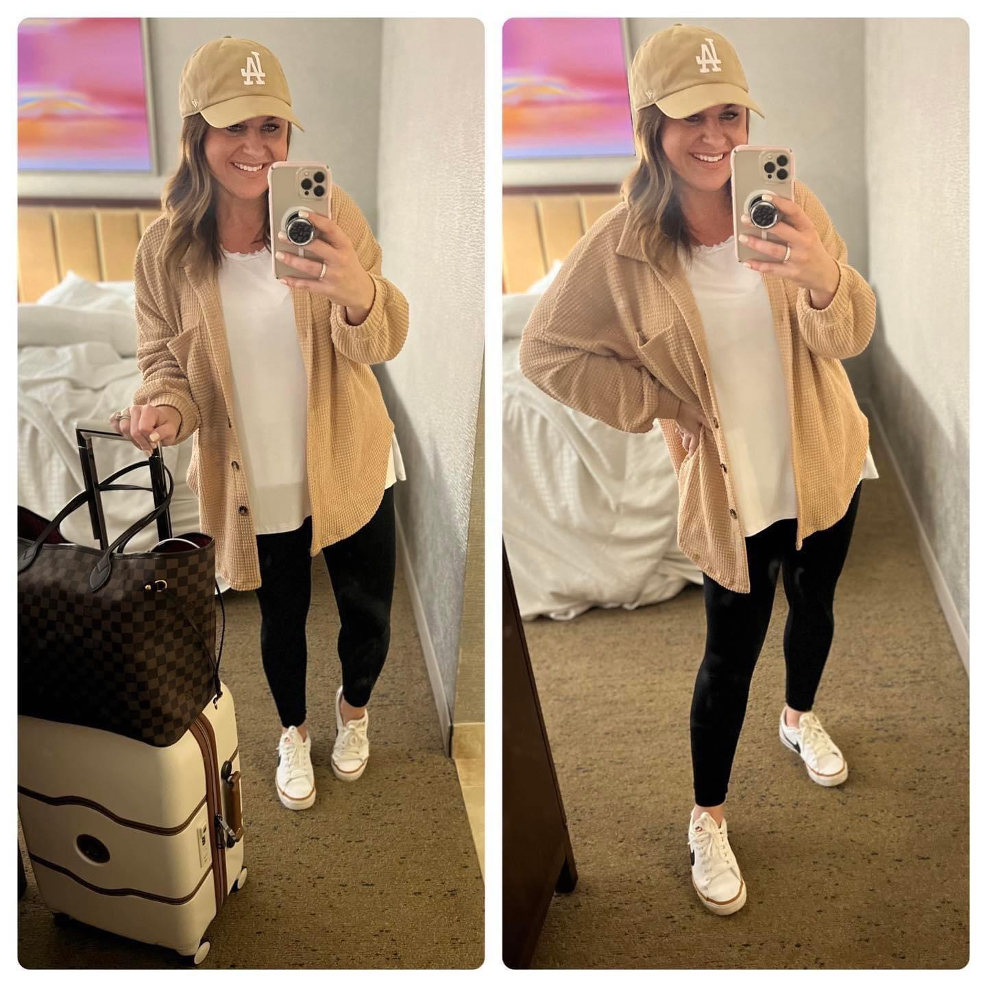 Stylish and Comfortable: Travel Outfit Ideas & Must Haves for Your Next Adventure

travel, travel outfit, vacation, vacation outfit, casual outfit, summer vacation, spring vacation, spring outfit, white sneakers, leggings, cardigan