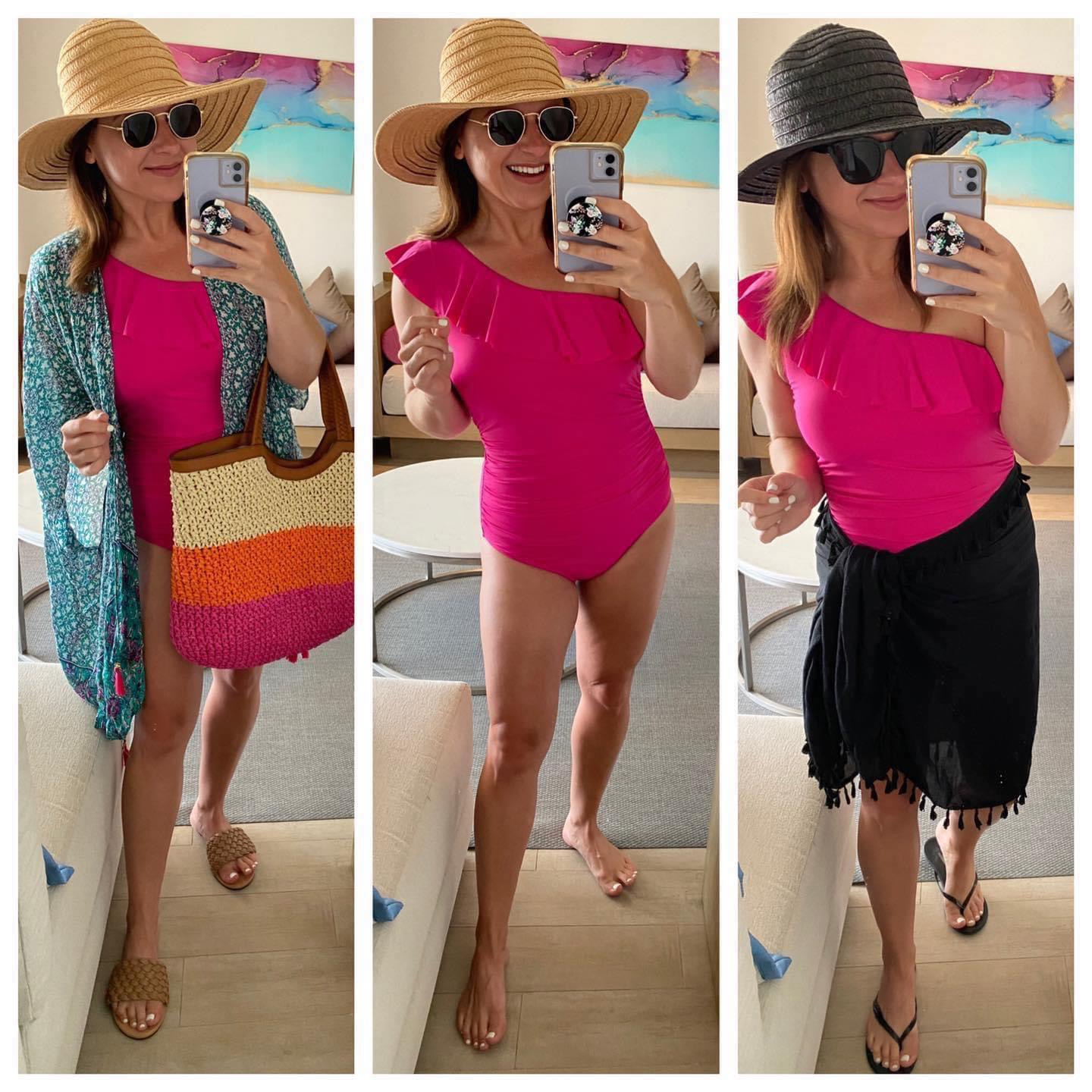 swimsuit, style guide, flattering, swim, style guide, black, swimsuits, hats, sunglasses, sunnies, 