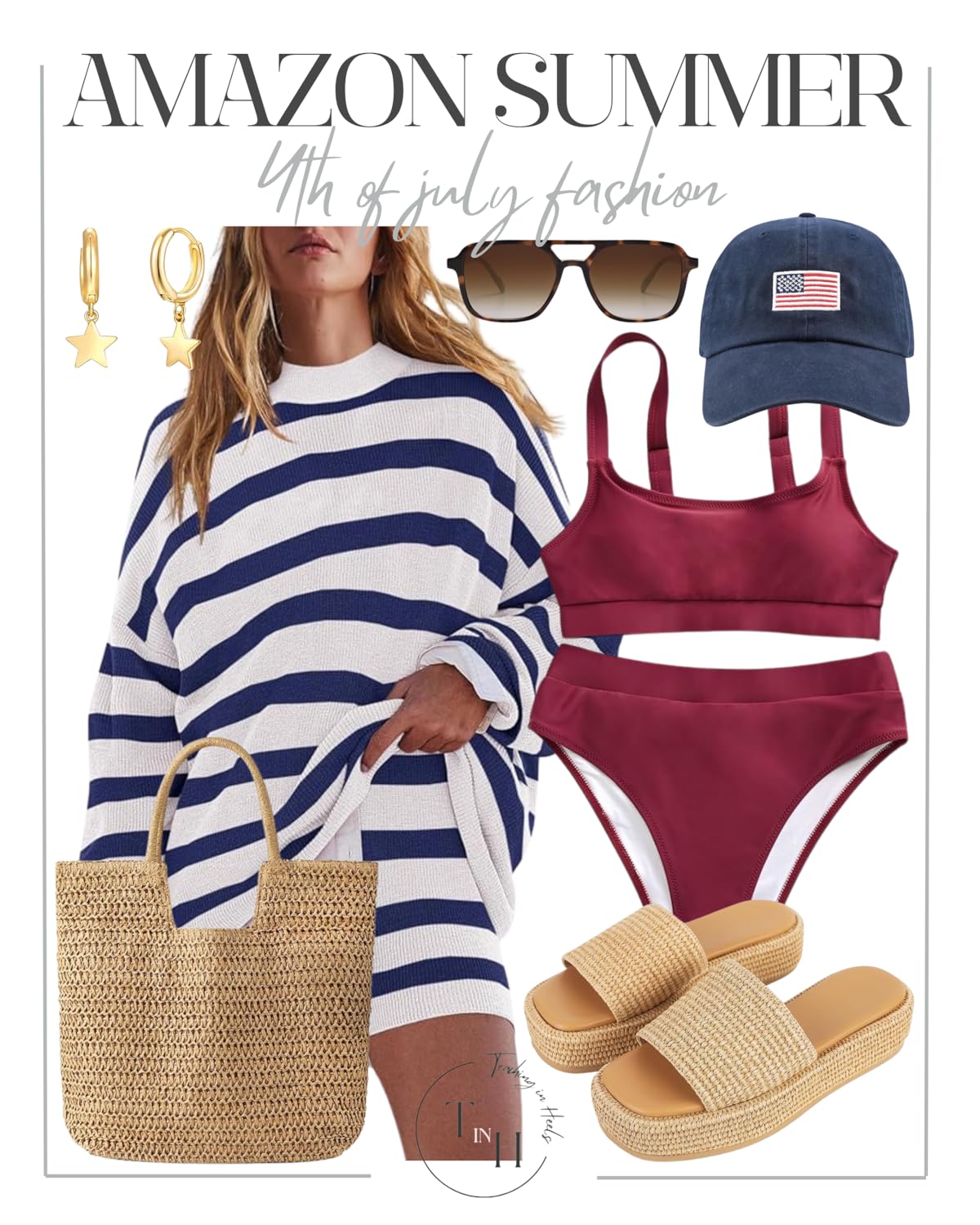 4th of July Style Guide: Must-Have Outfits & Essentials

fourth of july, summer, summer outfit, summer fashion, outdoor hosting, summer style, striped matching set, sandals, swimwear, Amazon