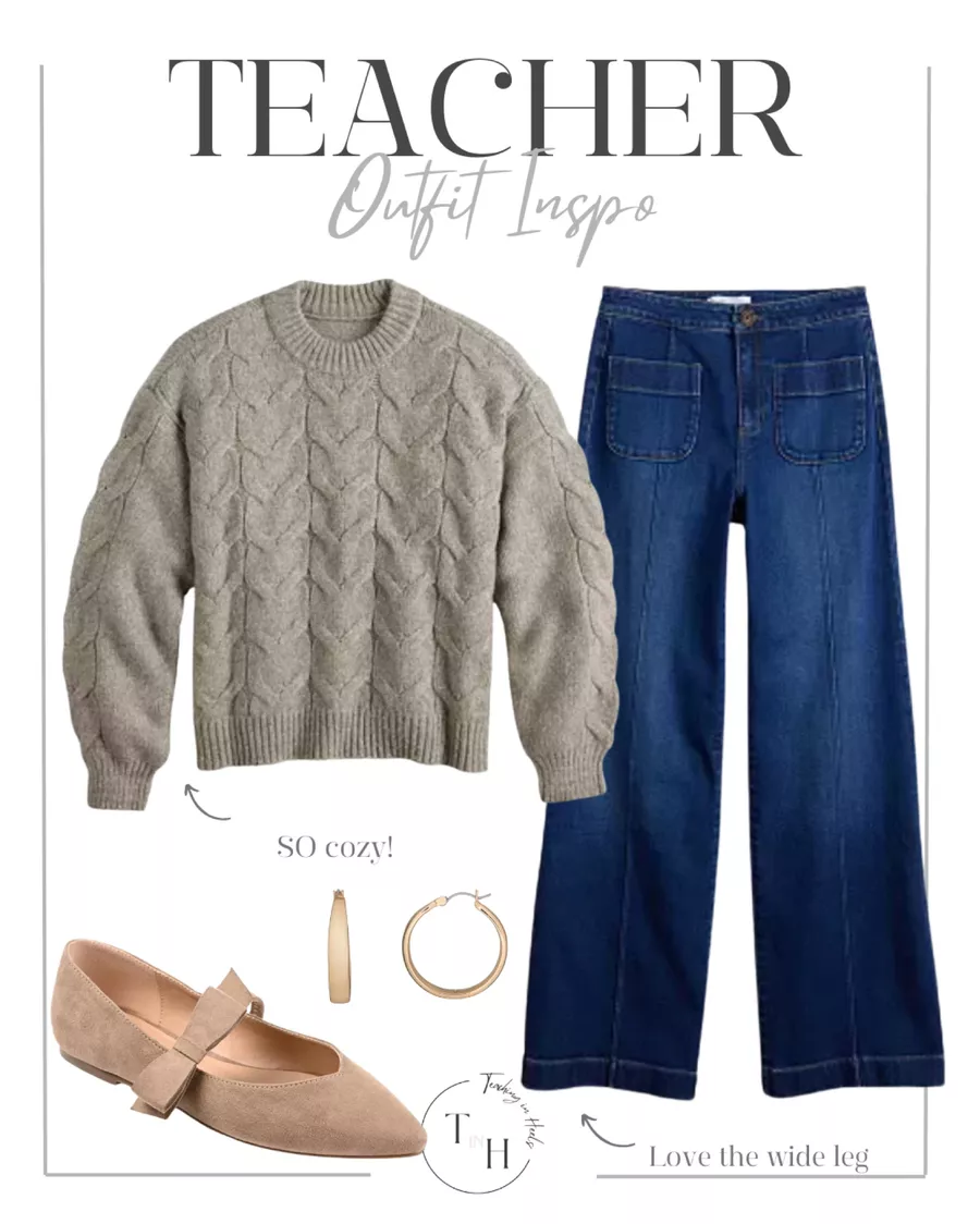 Embrace Autumn: Your Ultimate Guide to Fall Fashion 2024 | Fall Fashion, women's fashion, autumn wardrobe, flats, neutral outfit, cozy sweater, teacher outfit inspo