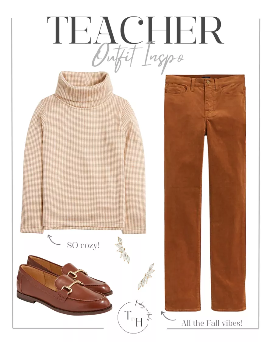 Embrace Autumn: Your Ultimate Guide to Fall Fashion 2024 | Fall Fashion, women's fashion, autumn wardrobe, turtle neck sweater, orange pants, teacher outfit inspo