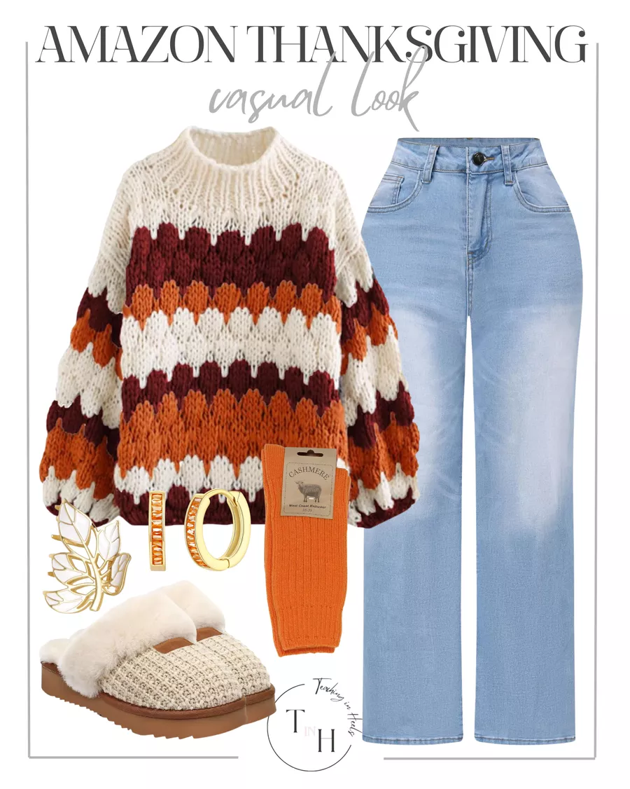 thanksgiving, sweater, cozy, boots, holiday look, holiday style inspo, amazon, casual look, women's fashion, seasonal style, chic