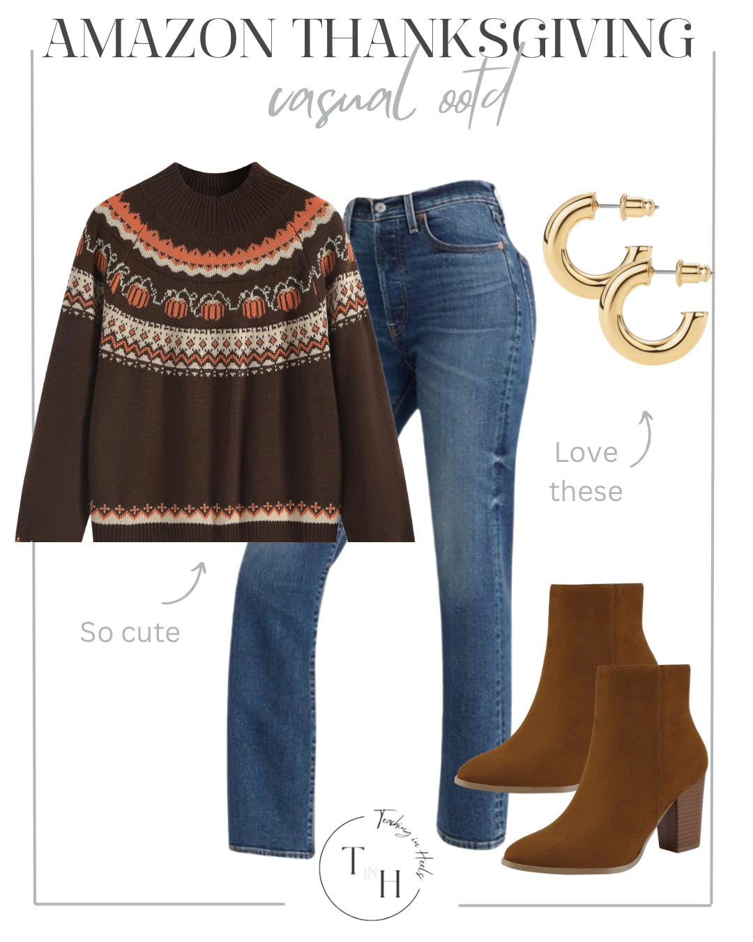  thanksgiving outfit, sweater, cozy outfit, fall boots, holiday look, holiday outfit inspo, amazon outfit, holiday ootd, women's fashion, casual outfit