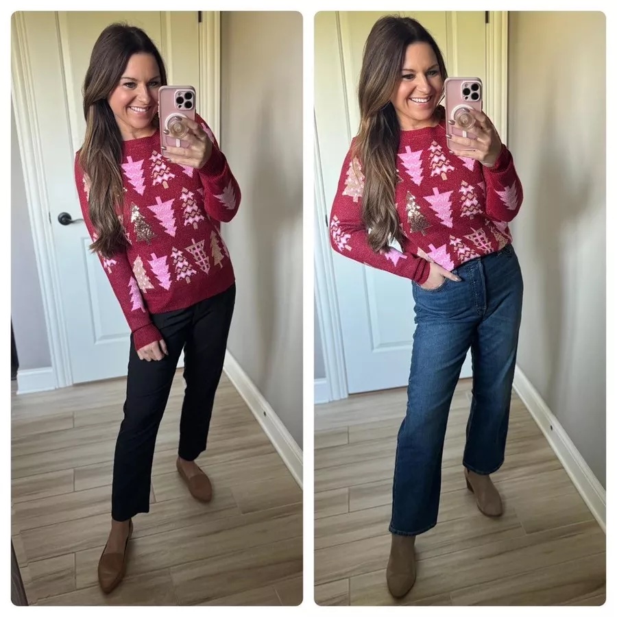 festive and affordable holiday outfits for any occasion | holiday, holiday outfits, holiday style, Christmas party, Work party, red outfit, plaid outfit, Christmas sweater, denim outfit