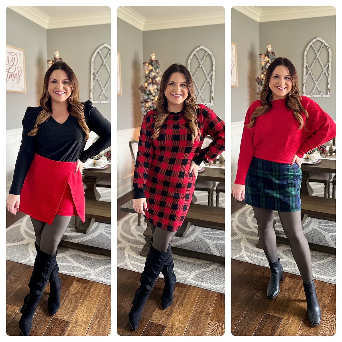 festive and affordable holiday outfits for any occasion | holiday, holiday outfits, holiday style, Christmas party, Work party, red outfit, plaid outfit