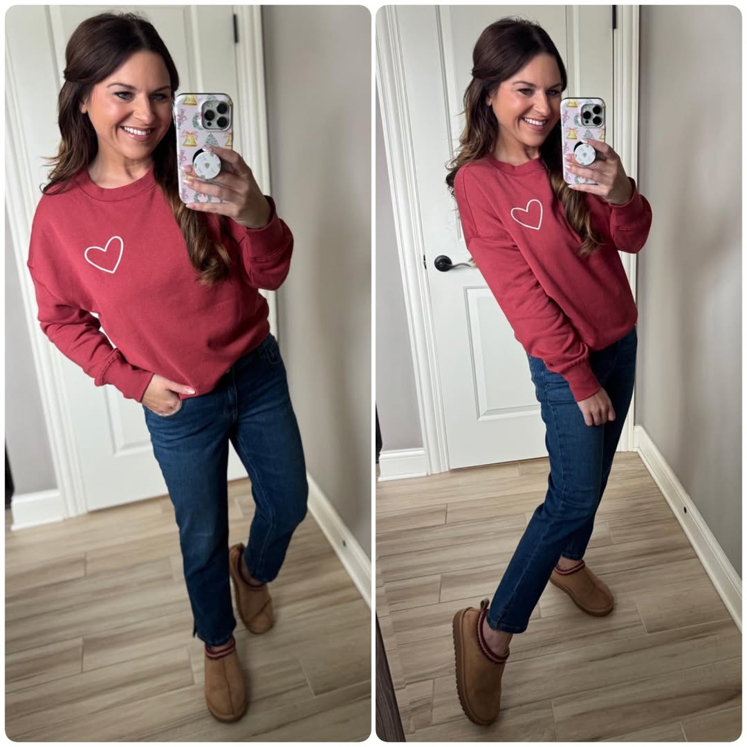 fall in love with these valentine's outfit ideas | valentines, valentine's day, valentine's day outfit, valentine's day sweater, pink sweater