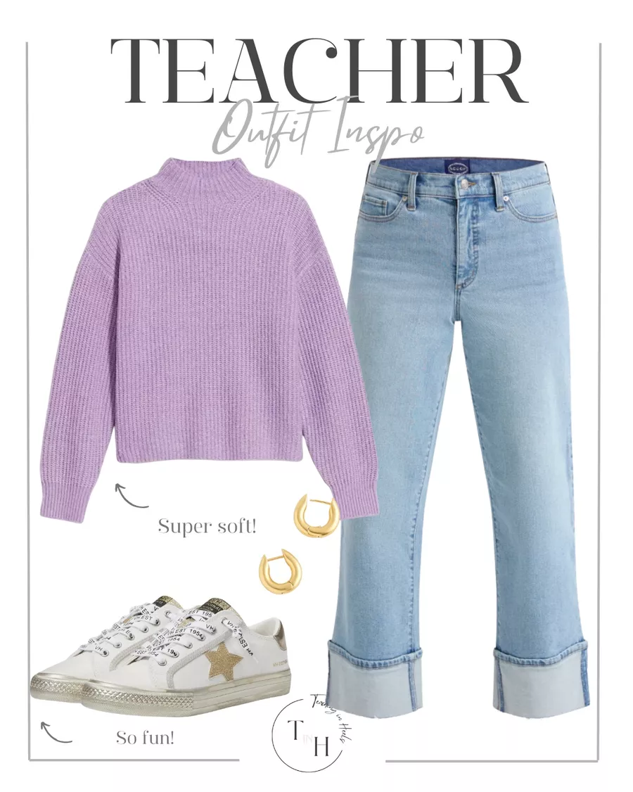 Cold Weather Outfits and Essentials | women's fashion, winter outfit, outfit inspo, teacher outfit, classroom look, workwear, women's sneakers, women's denim