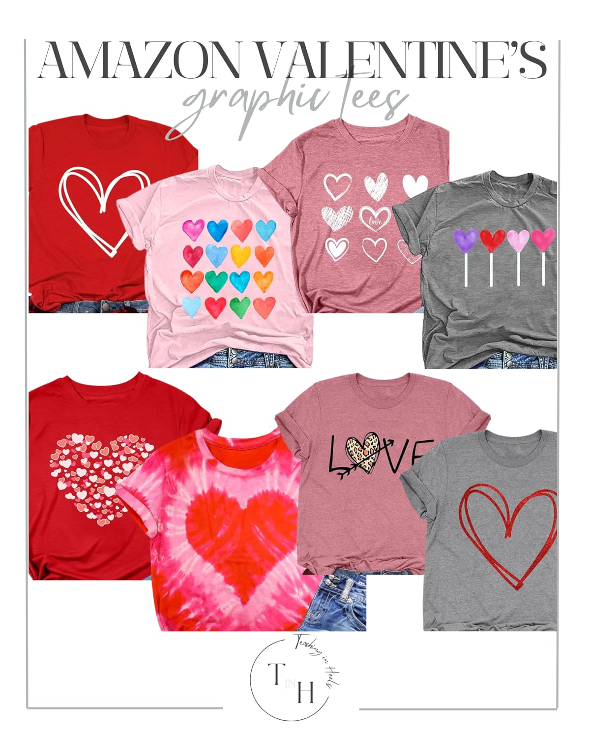 fall in love with these valentine's outfit ideas | valentines, valentine's day, valentine's day outfit, valentine's day sweater, pink sweater, graphic tees, valentine's t-shirt, heart shirt