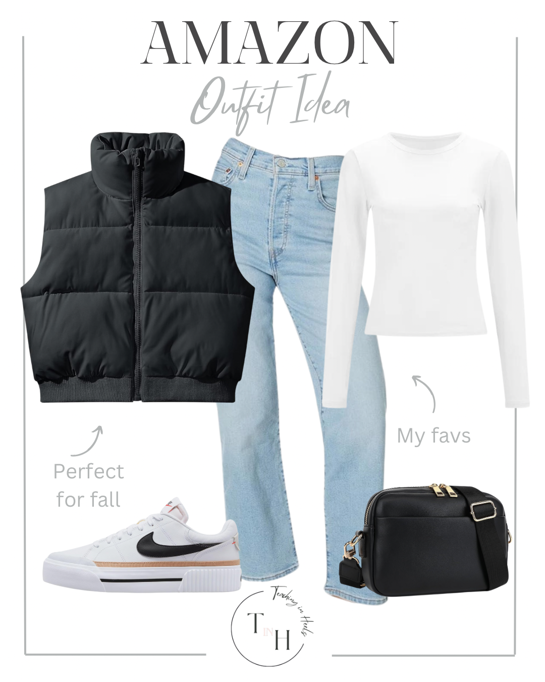 Cold Weather Outfits and Essentials | women's fashion, winter outfit, outfit inspo, amazon outfit, amazon fashion, winter style, women's vest, women's sneakers, women's denim