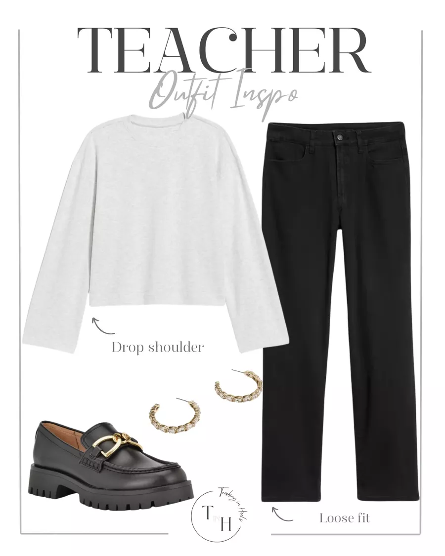 women's fashion, winter outfit, outfit inspo, teacher outfit, classroom look, workwear, women's loafers, outfit idea